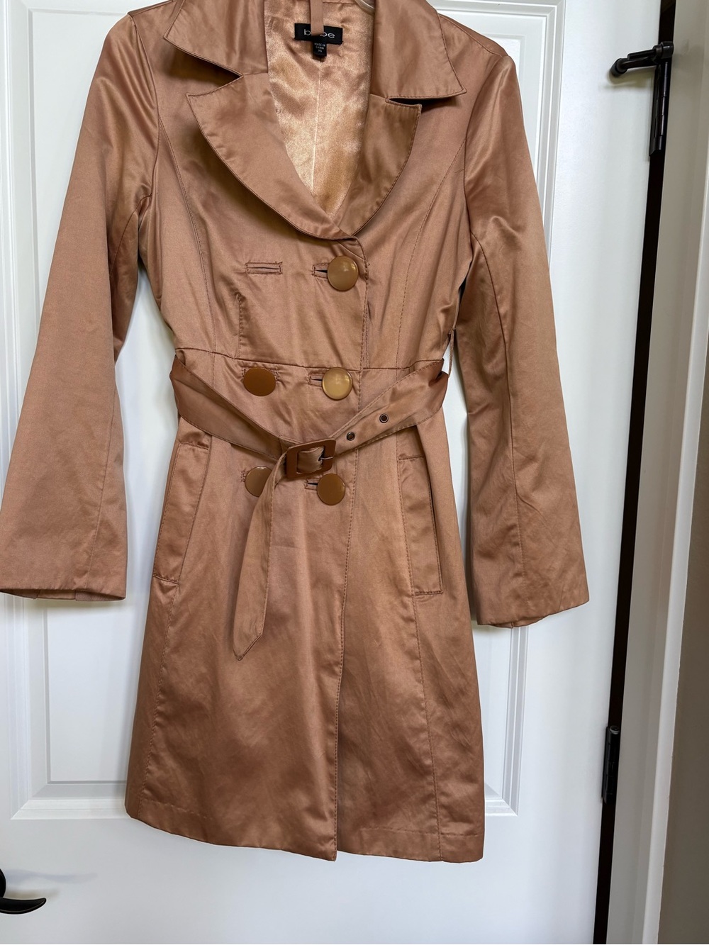 Vintage Y2K Bebe double-breasted satin trench coat